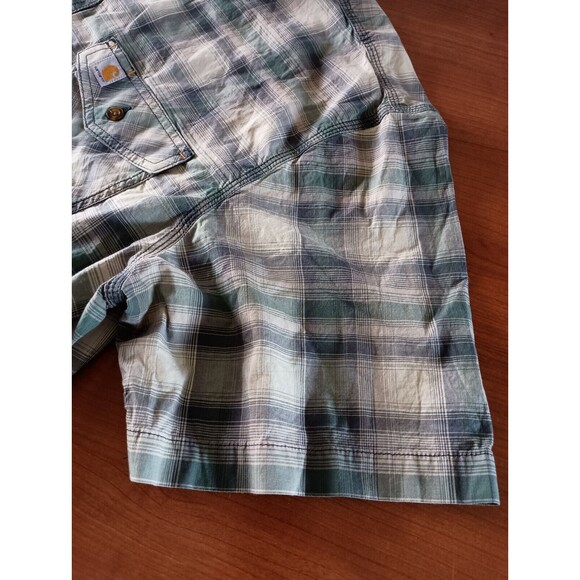 Carhartt Shirt Mens XXL Plaid Relaxed Fit Short Sleeve Casual Button Up Pockets - Picture 5 of 9